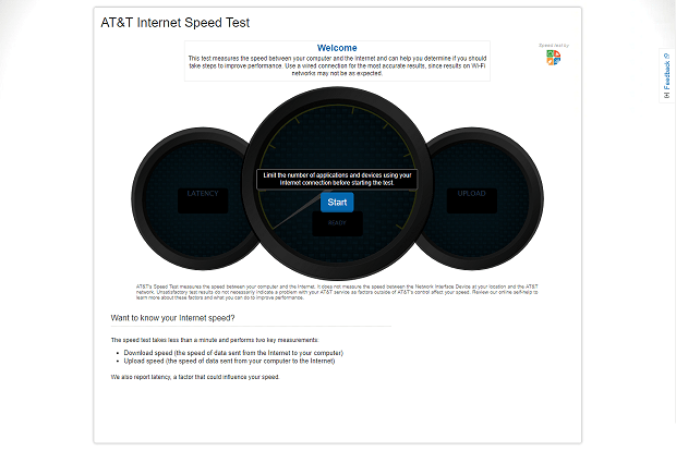 Teste de velocidade da Internet da AT&T