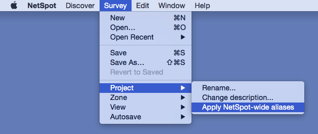 NetSpot - AP aliases in a survey Mac