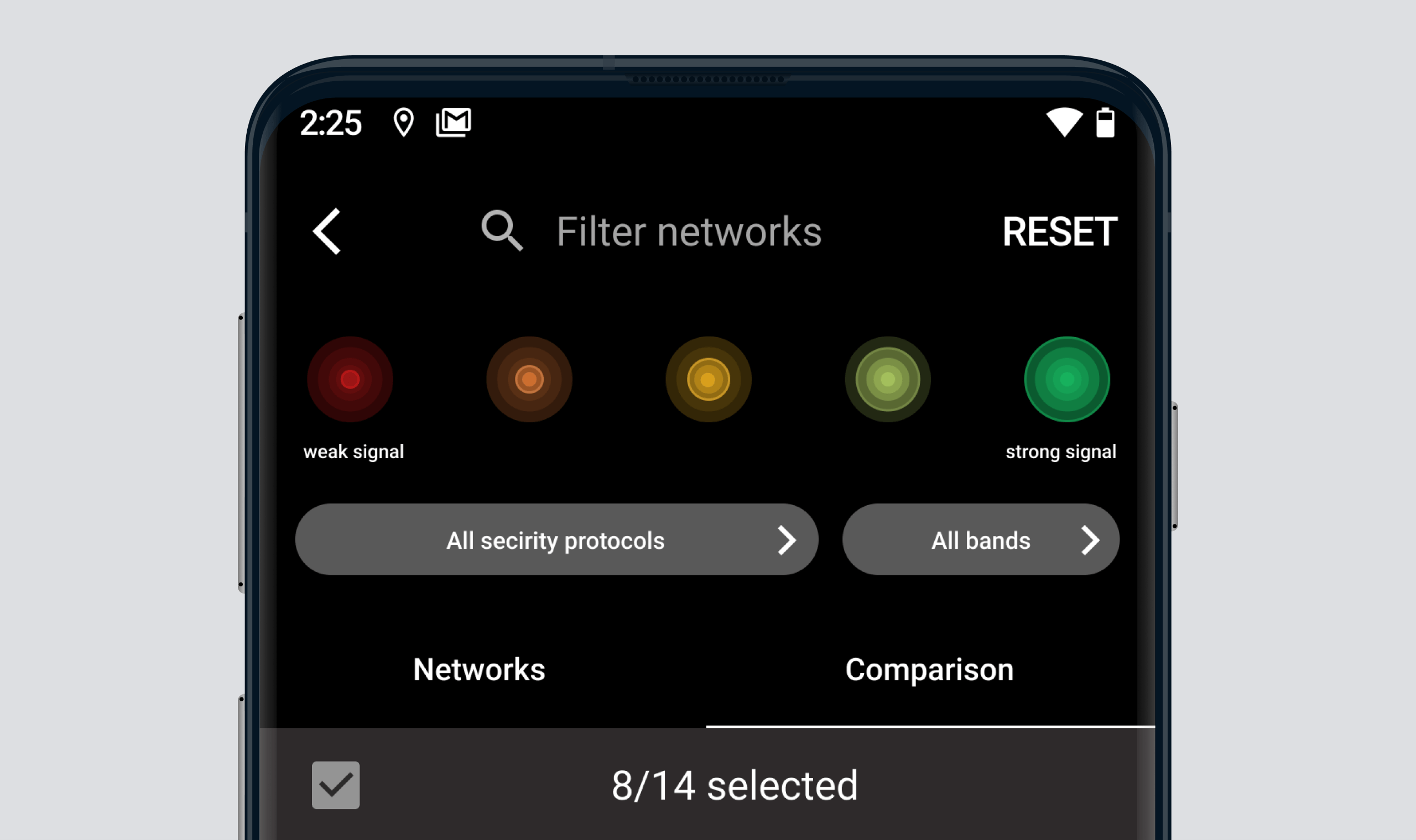 Filter by signal strength