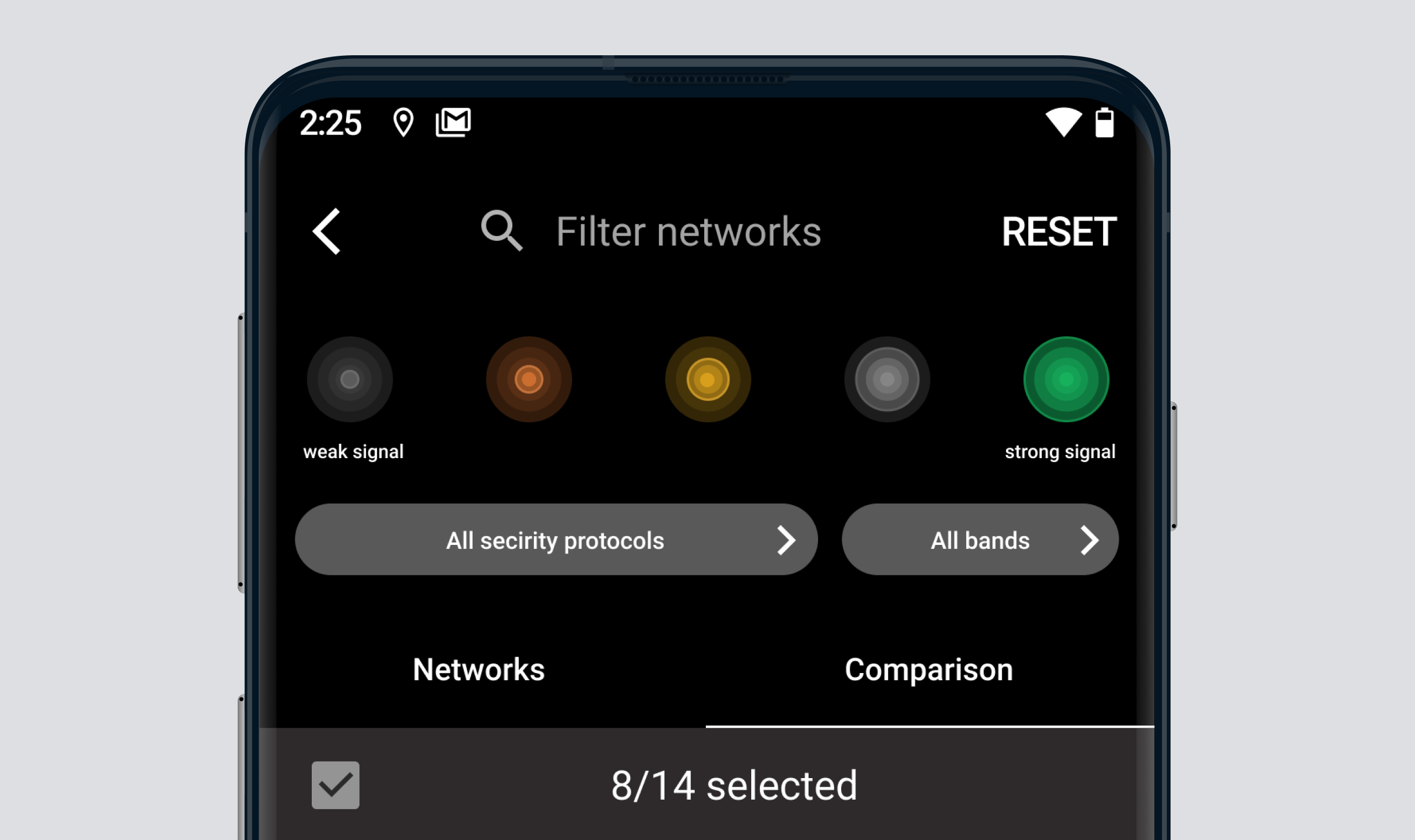 Filter by signal strength