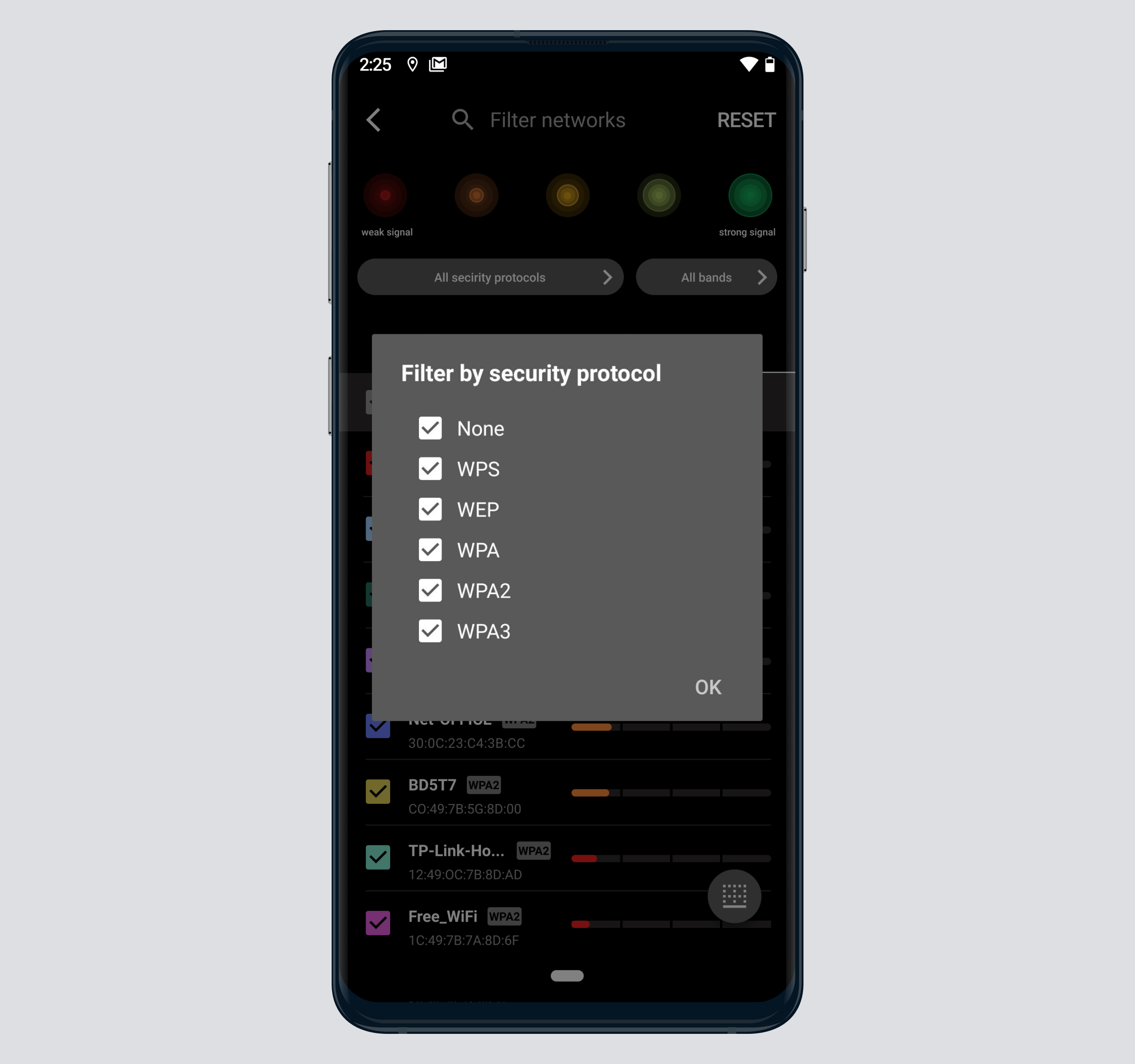 Filter by security protocol