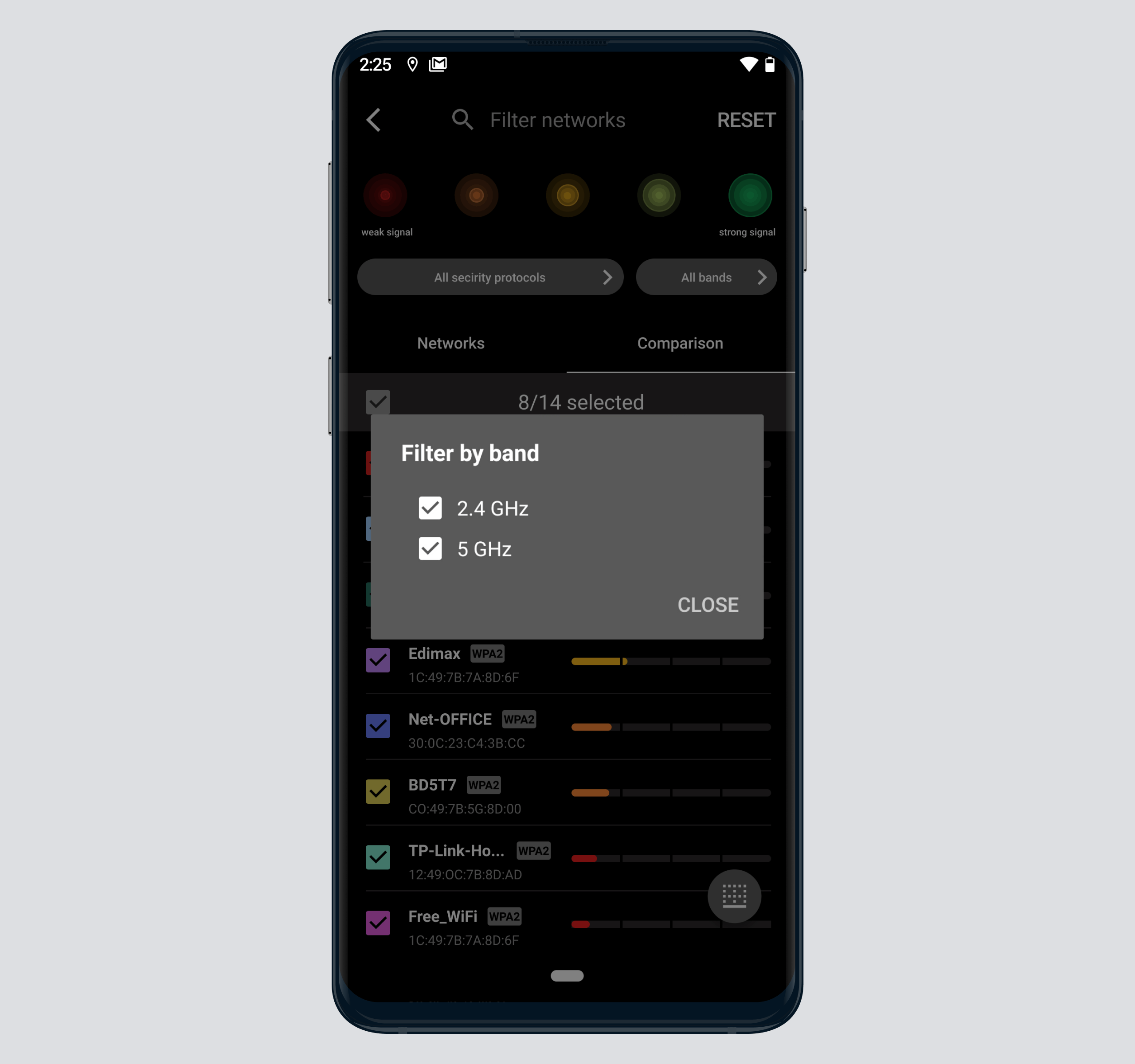 Filter by frequency band