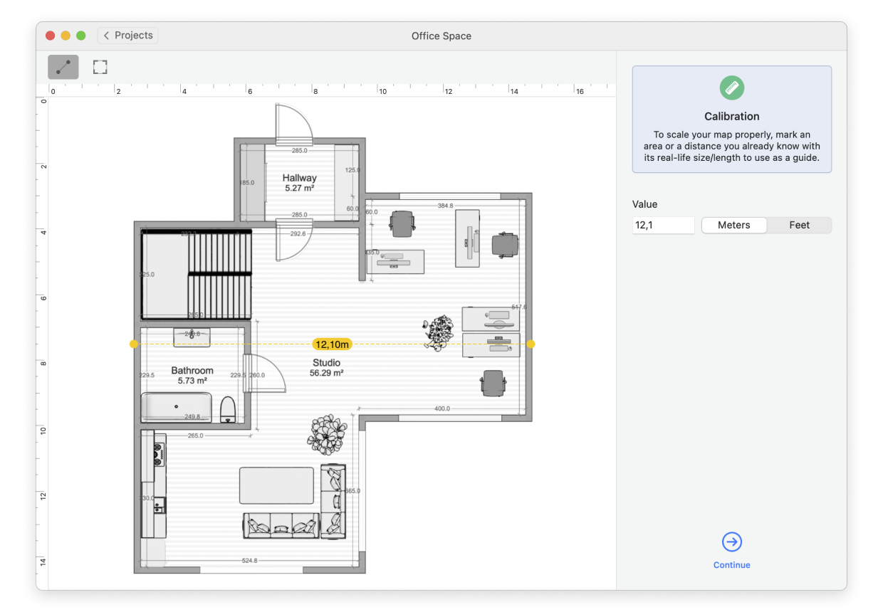 Planning mode — calibrate map