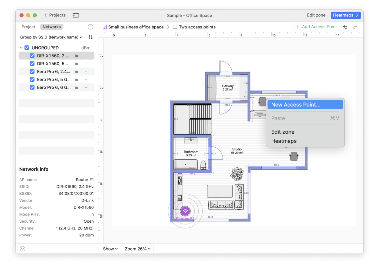 Planning mode — placing routers