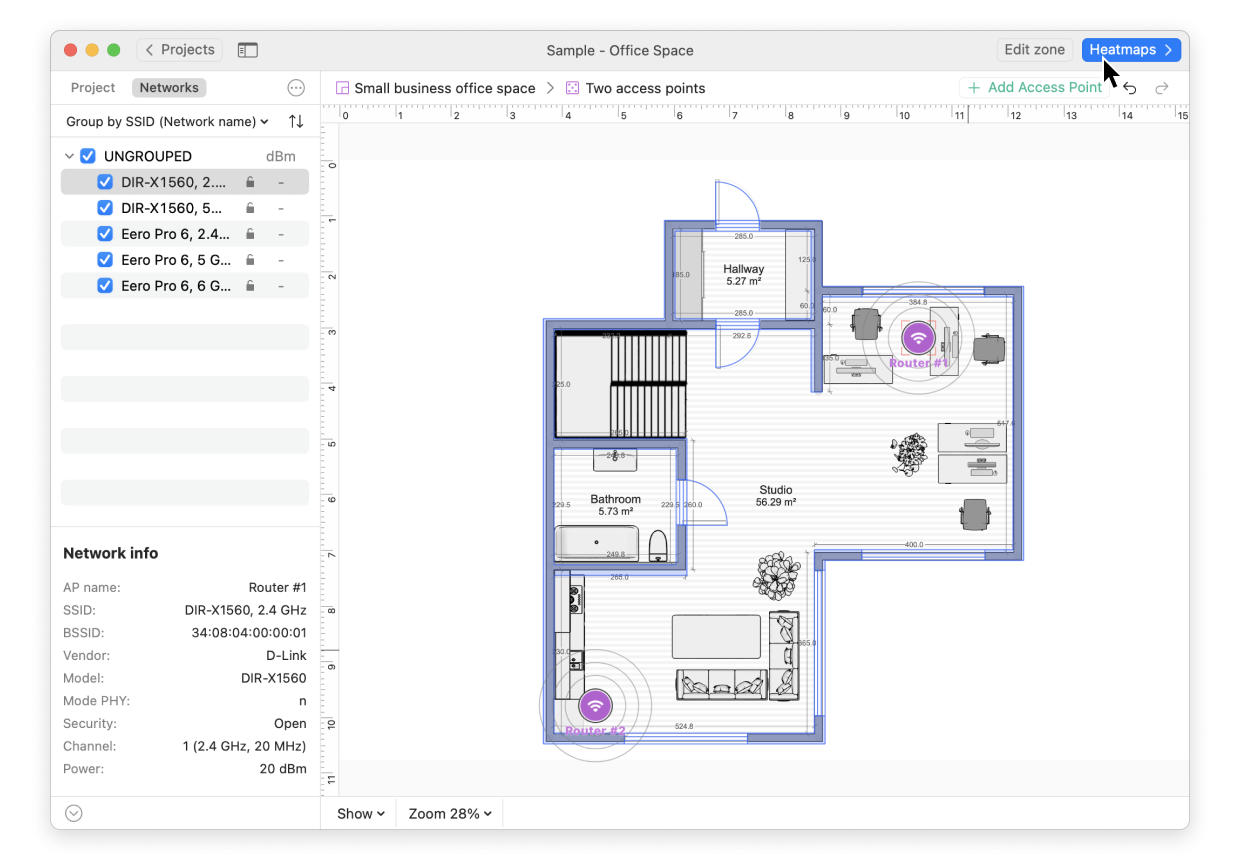 Planning mode — click the Heatmaps button