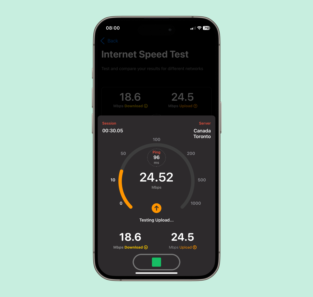 Speed Test diagram iOS