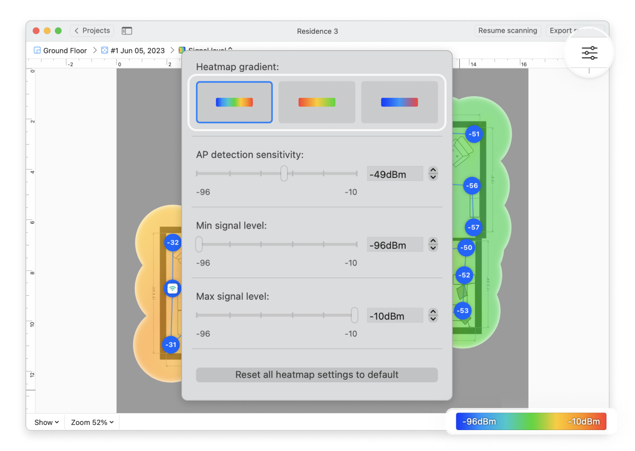 Heatmap gradient section