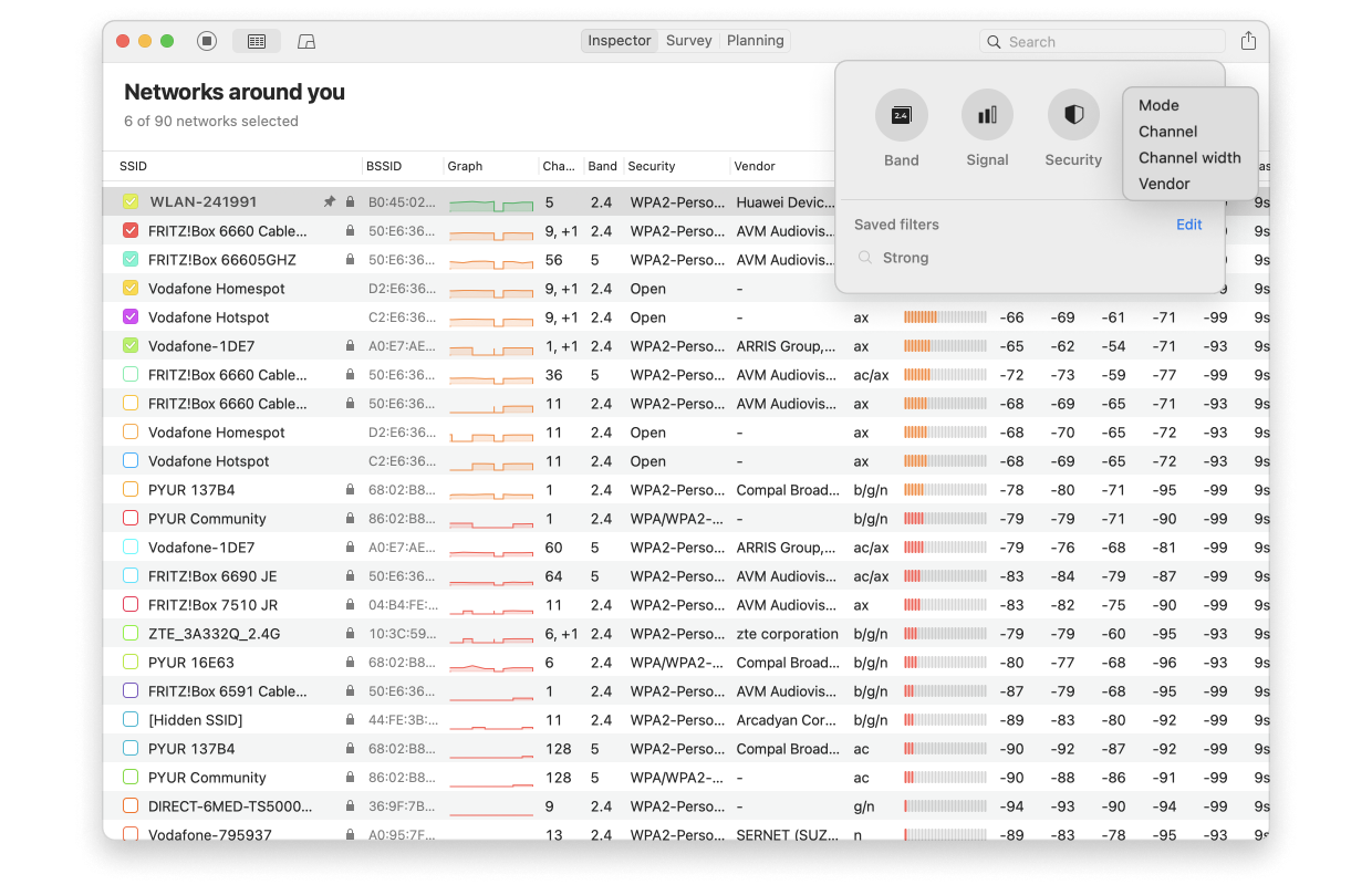 NetSpot Inspector — Search box