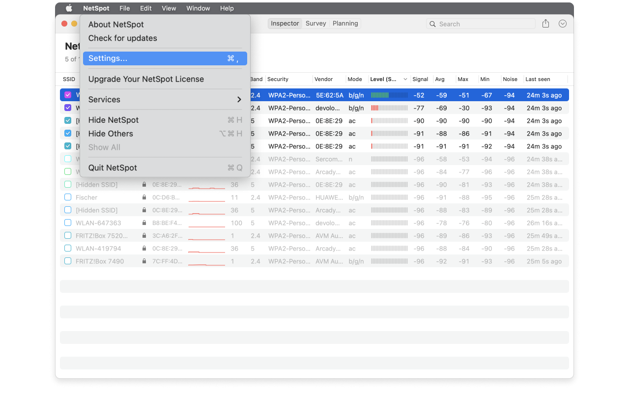 Go to NetSpot Settings
