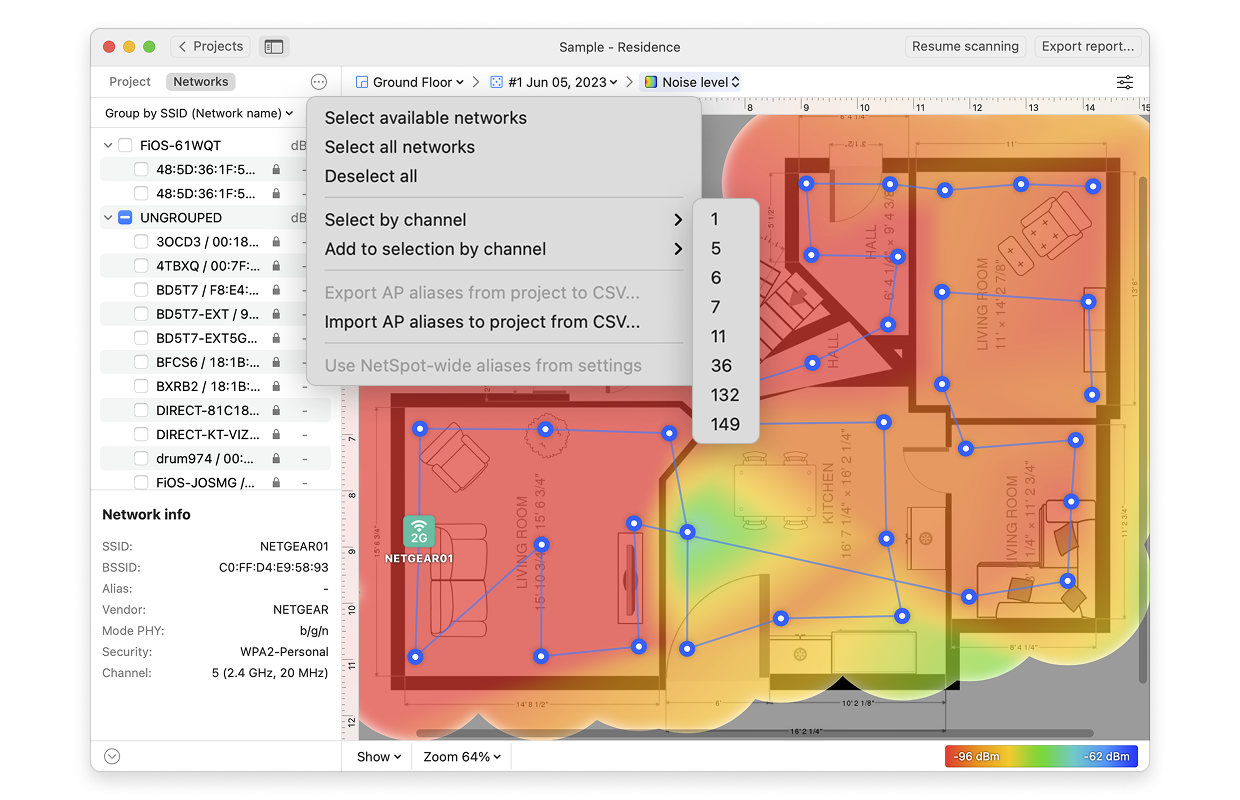 Select networks by channel