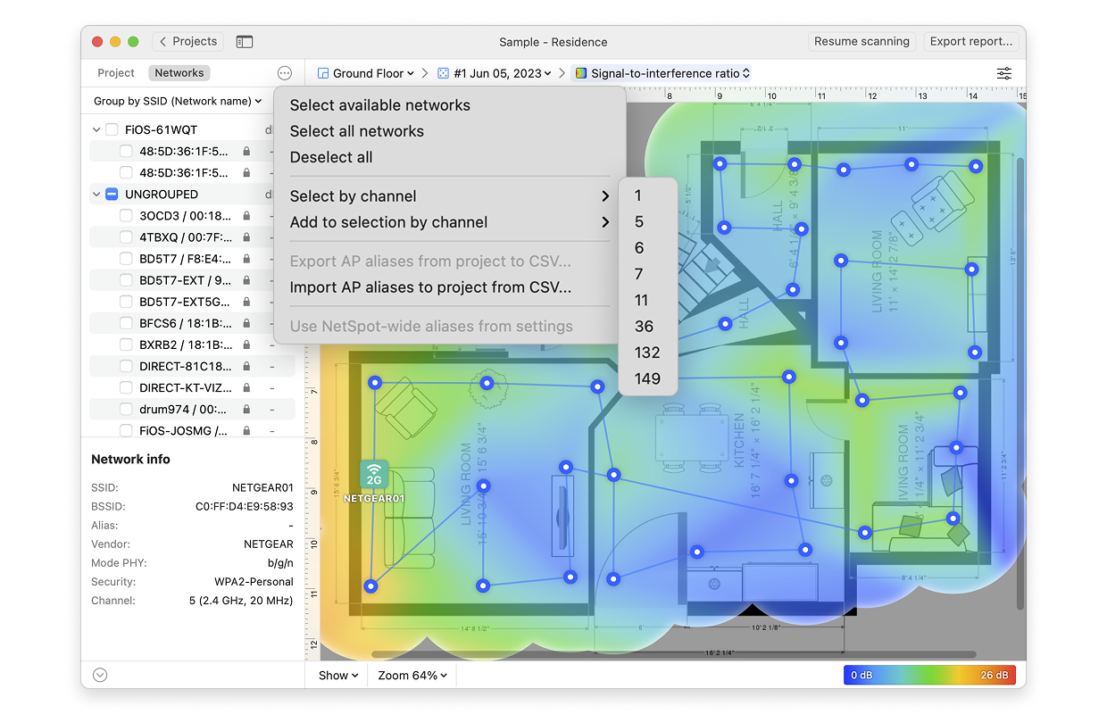 Select networks by channel