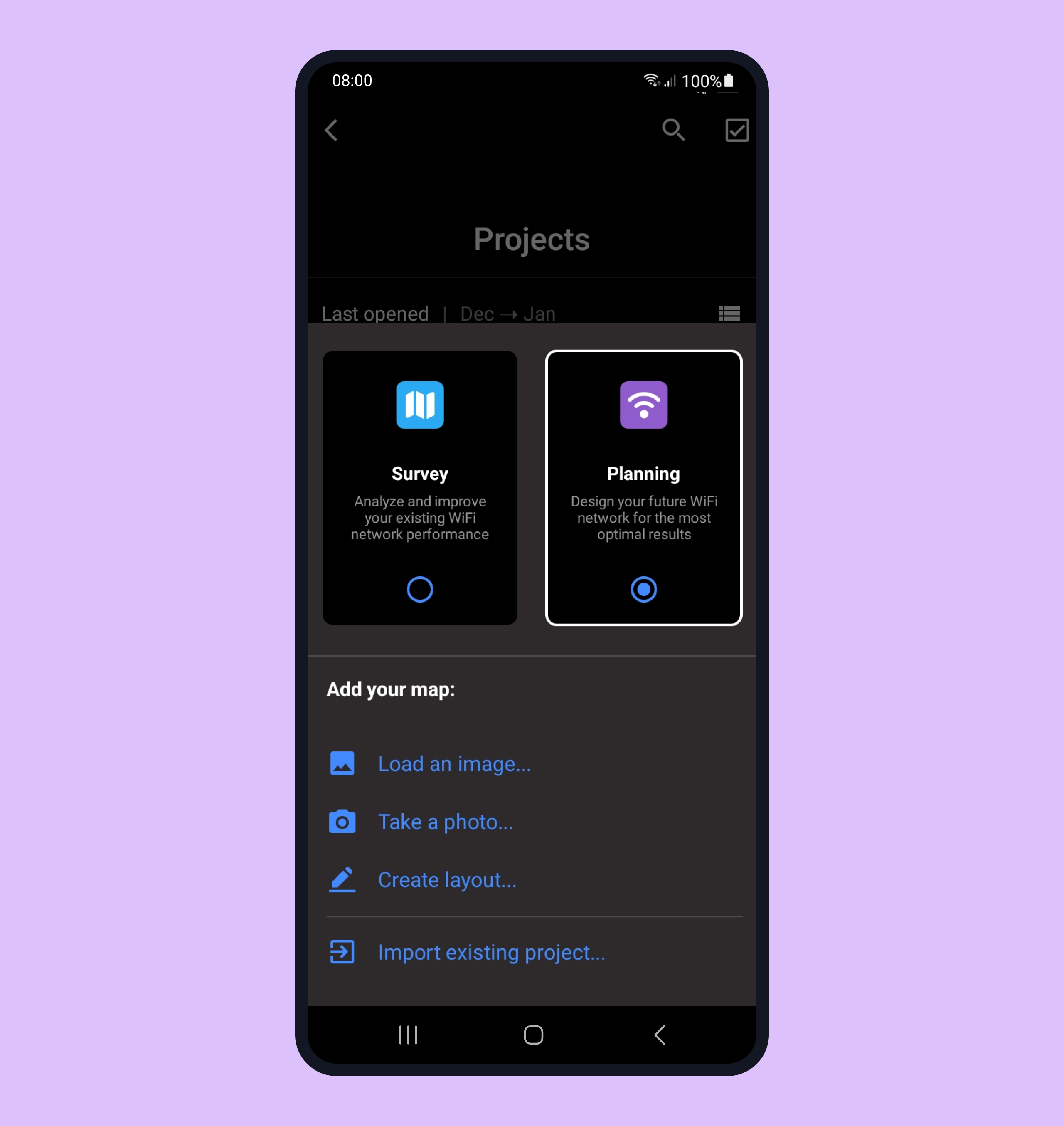 Select the Planning option