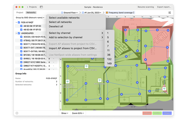 Select networks by channel