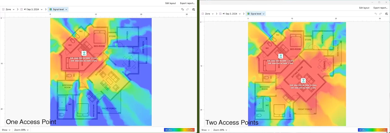 Visualize how changes in placement or equipment affect signal strength Visualize how changes in placement or equipment affect signal strength