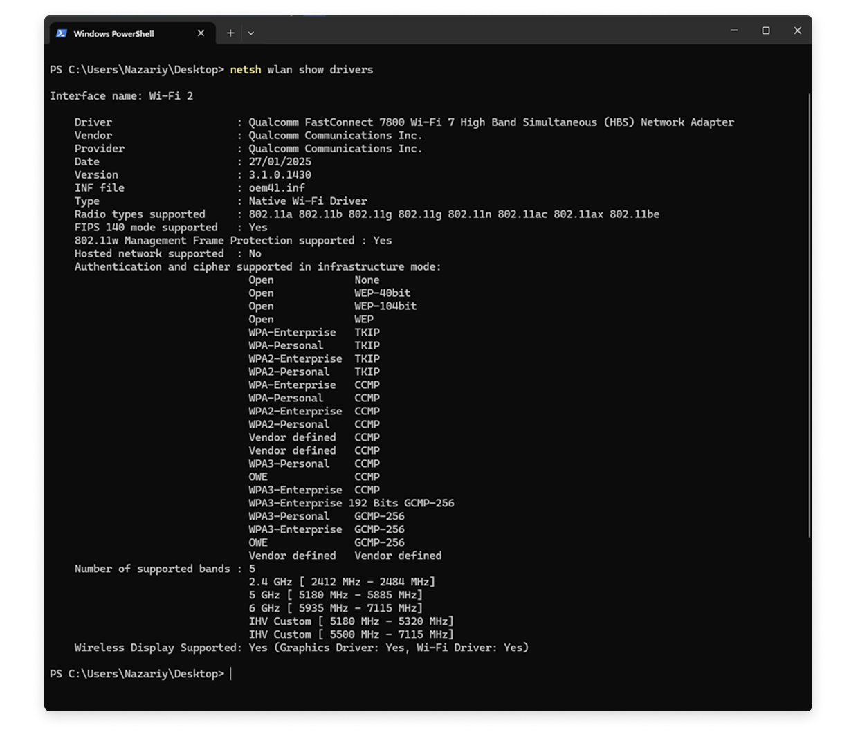 netsh wlan show drivers netsh wlan show drivers