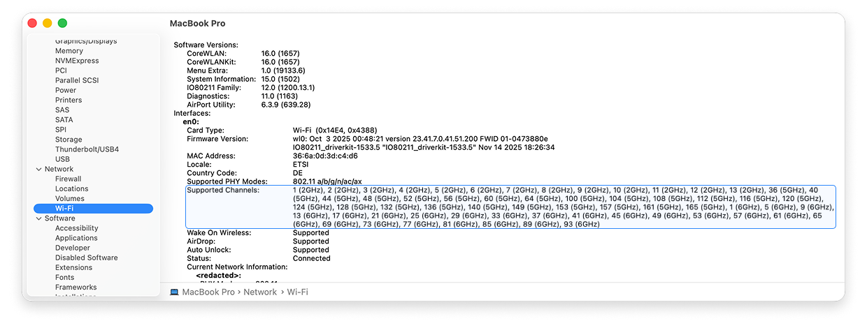 Supported Channels Supported Channels