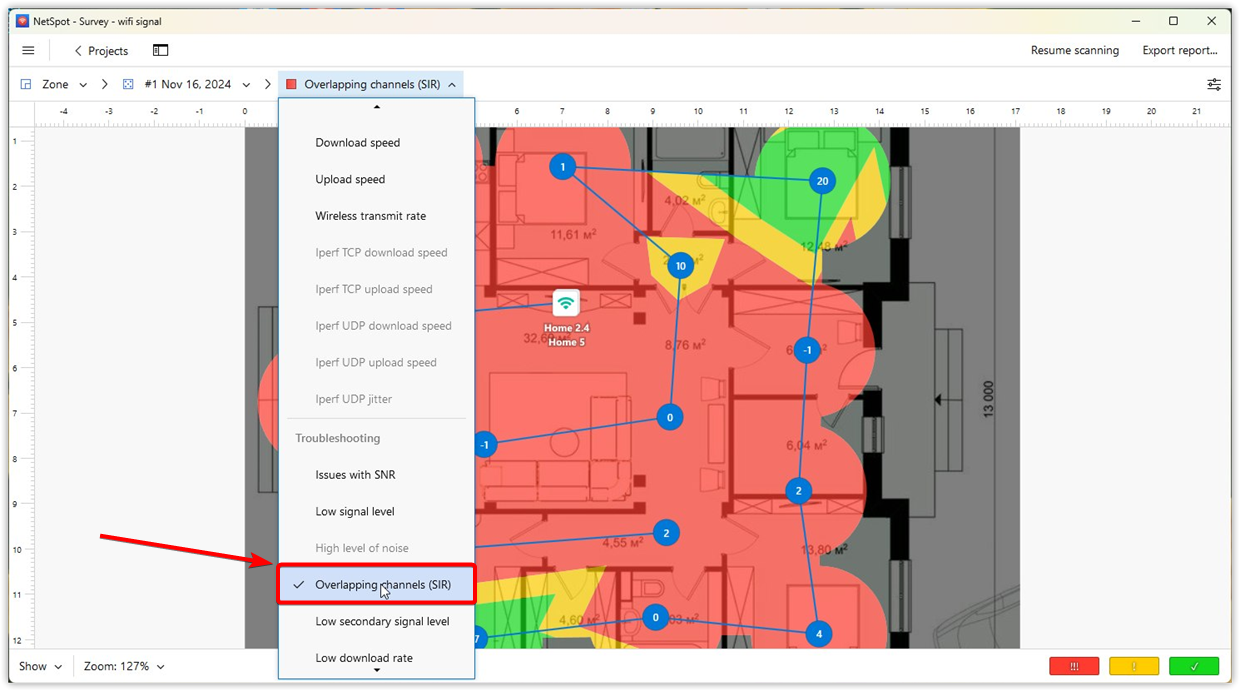 Overlapping Channels (SIR) heatmap selected from the list Overlapping Channels (SIR) heatmap selected from the list