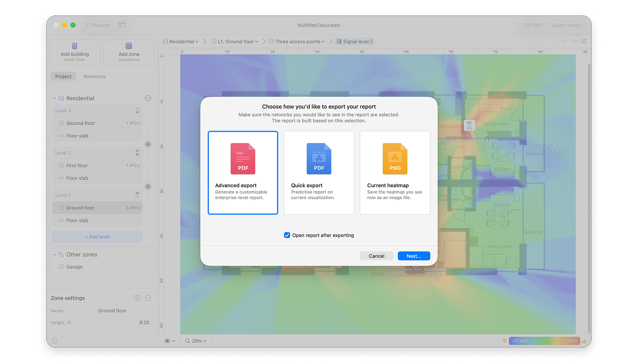 Export the floor plan