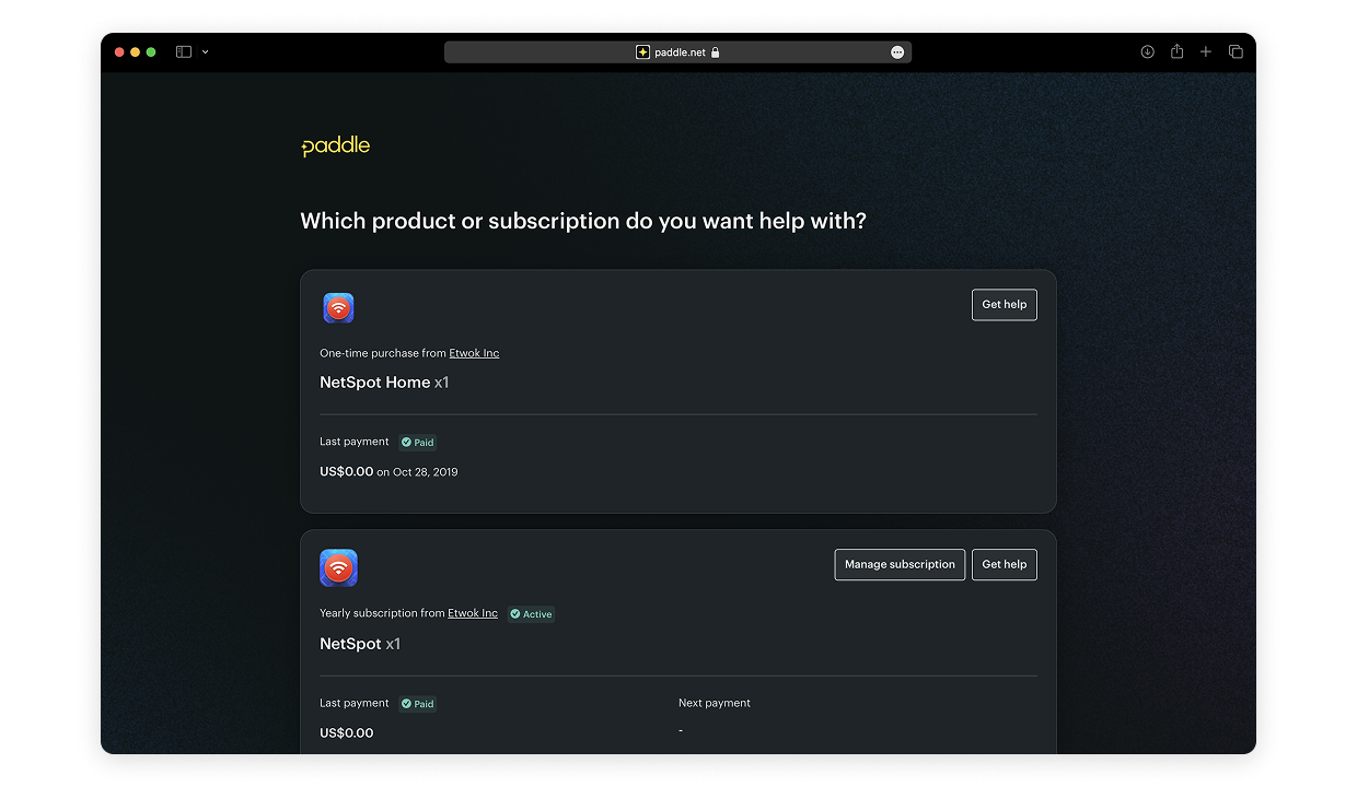 Click Manage subscription Click Manage subscription