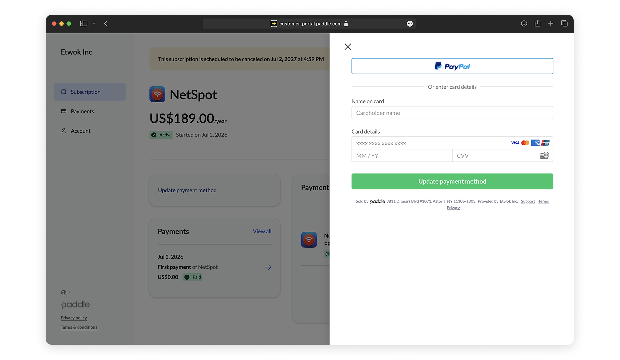 Enter your new payment details Enter your new payment details