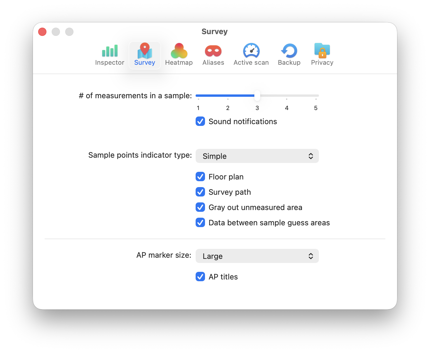 NetSpot Survey Preferences