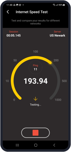 Teste de velocidade do Android