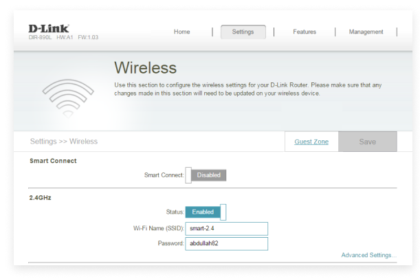 Vai dal menu delle impostazioni wireless