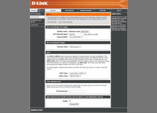 Panel de administración del router