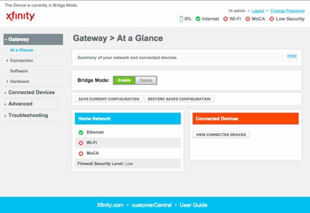 Admin-Panel des Routers