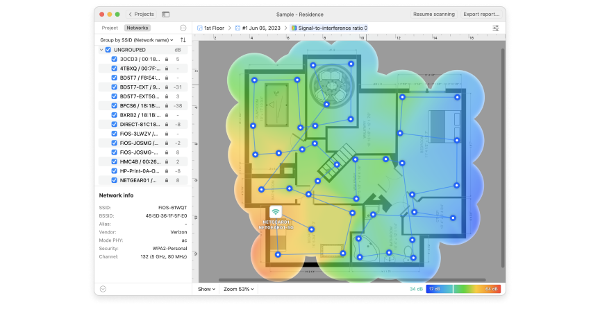 NetSpot WiFi site survey software