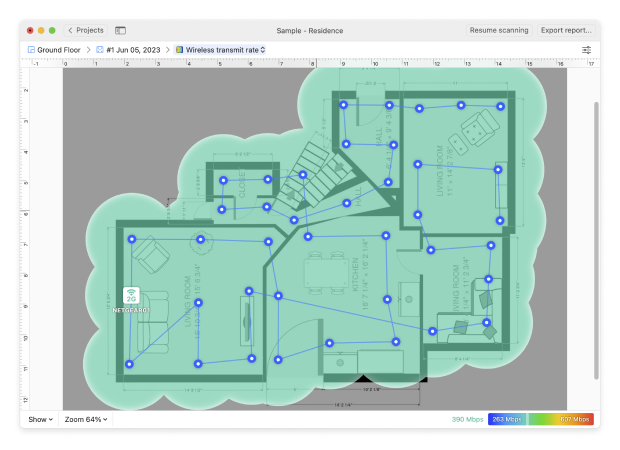 Netspot — Wireless transmit rate