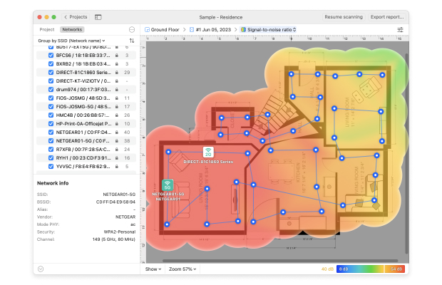 NetSpot Signal-to-Noise Ratio heatmap