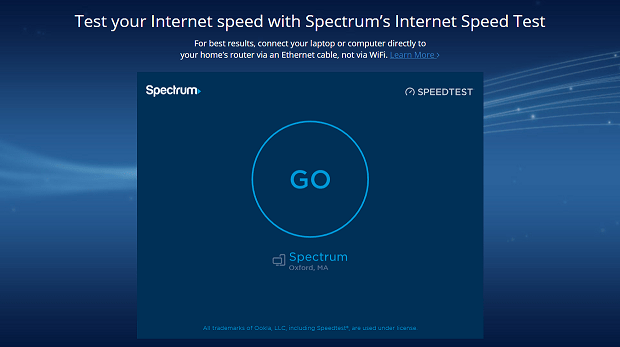Prueba de velocidad de Internet de Spectrum