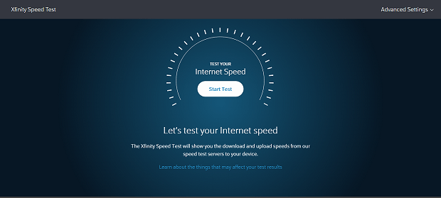 Teste de velocidade da Internet da Xfinity