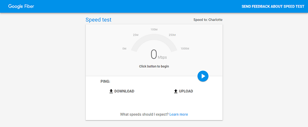 Teste de velocidade da Internet do Google