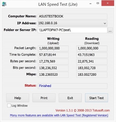 Teste de Velocidade de LAN