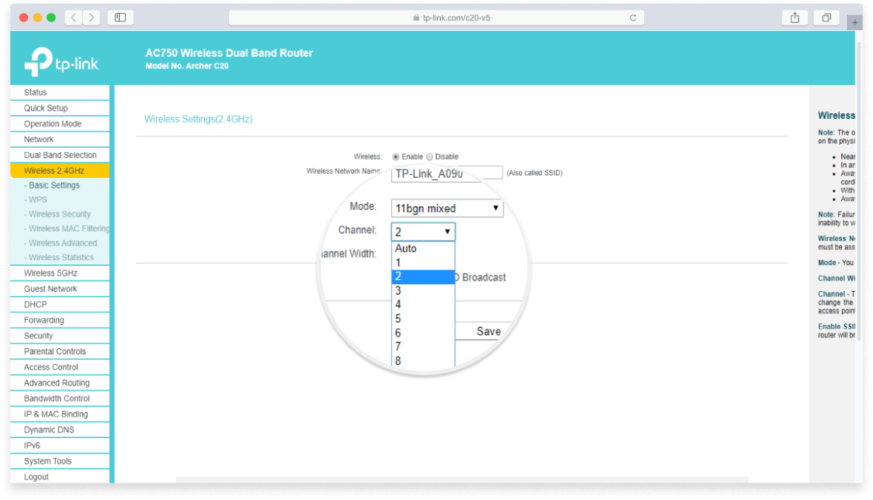 Passa a un canale WiFi diverso