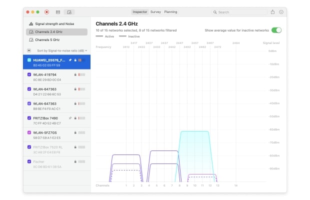 Channels 2,4 GHz tab