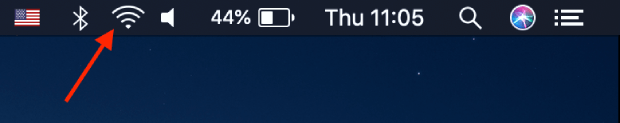 Haz clic en el icono WiFi de la barra de menús
