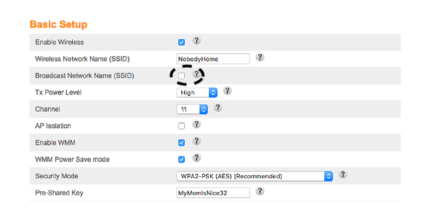 SSIDの変更をします