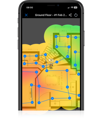 Visually evaluate the results with the color-coded Wi-Fi heatmaps