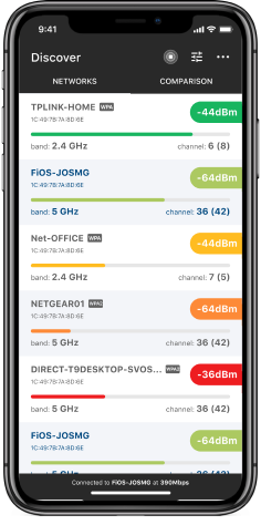 Comparez les réseaux wifi découverts