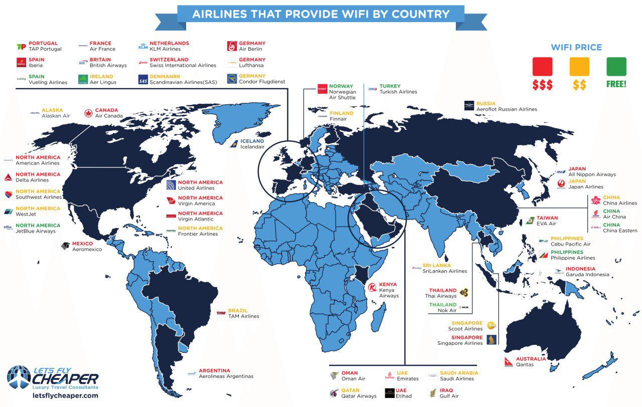 Find out which airlines offer inflight Internet access