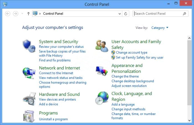 Abre el Panel de Control