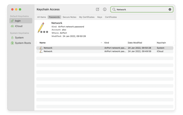 Keychain Access Search