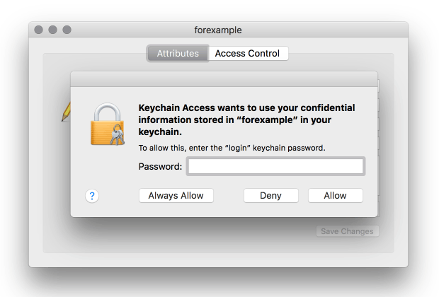 Mot de passe administrateur Keychain Access