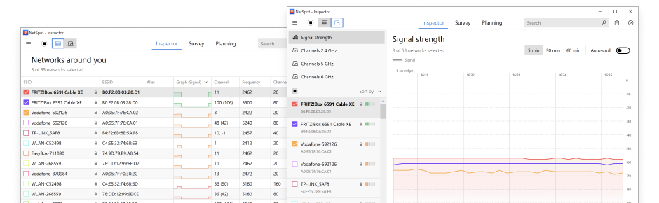  Modalità d’ispezione di NetSpot per Windows