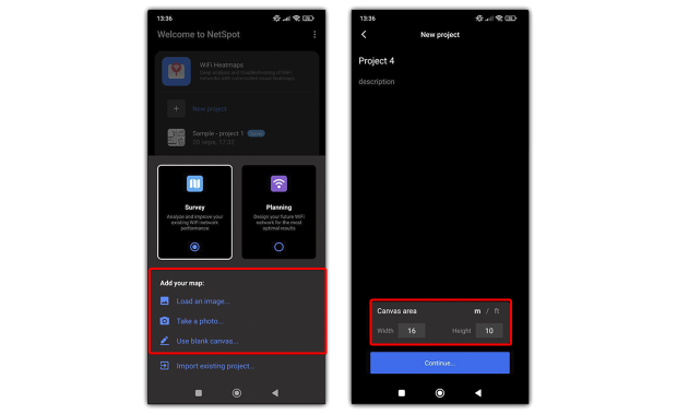 Create a New Survey Project Android