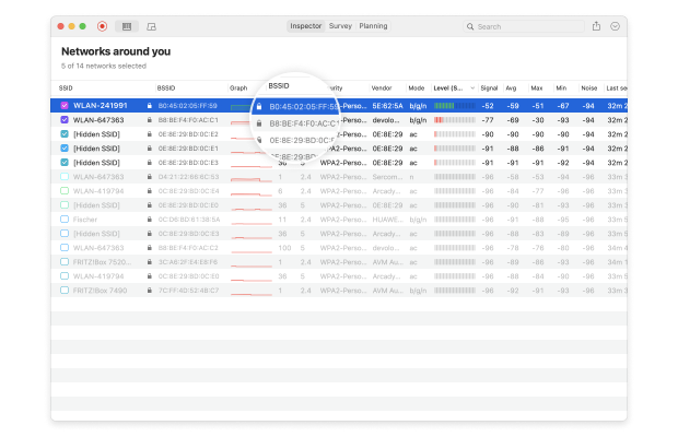  MACアドレス（BSSID)