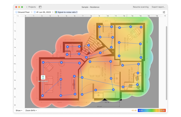 NetSpot Survey Mode (heatmap)